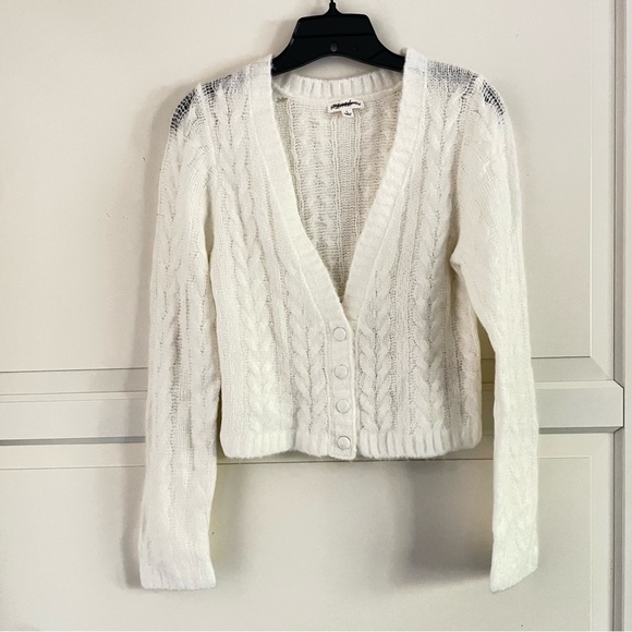 NEW! For Love and Lemons Billie cable knit cropped cardigan sweater 26301 - Picture 4 of 9